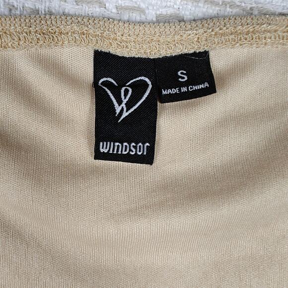 Windsor Beige Corset Long Sleeve Cropped Blouse Top Size Small - Picture 8 of 10
